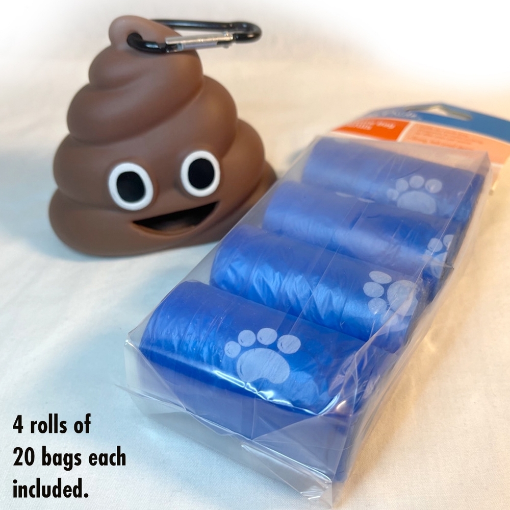 Emoji Poop Dog Waste Container & 80 Waste Bags - Picture 4 of 12